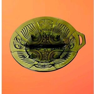 Vintage Green Indiana‎ Glass Co Killarney Divided Plate Bowl Relish Dish
